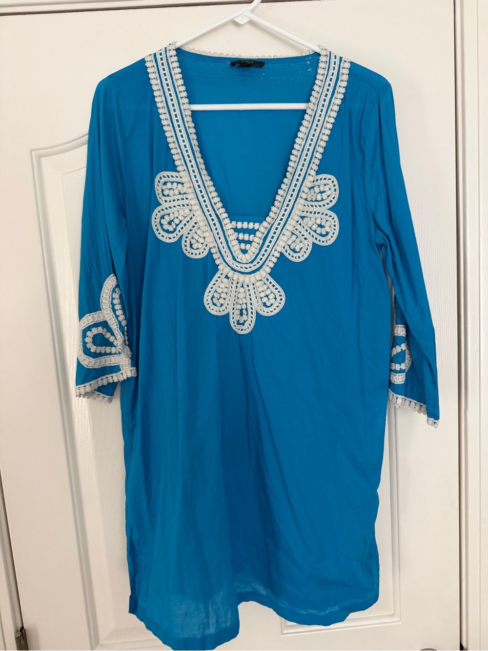 J Crew Blue Embroidered V-Neck Women’s Swim Cover-Up